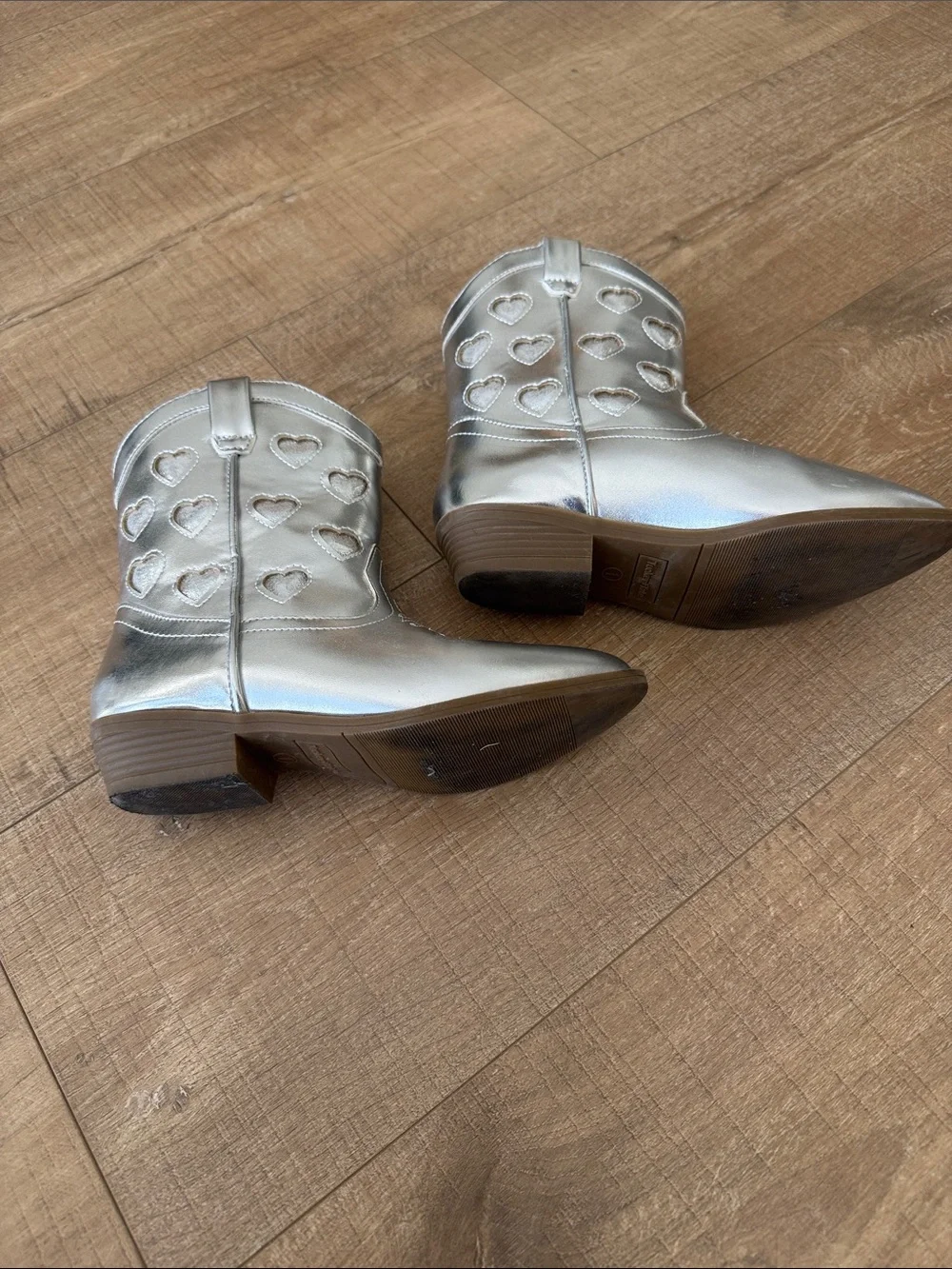 Tucker + Tate Silver Heart Cowgirl Boots - Metallic Western Style